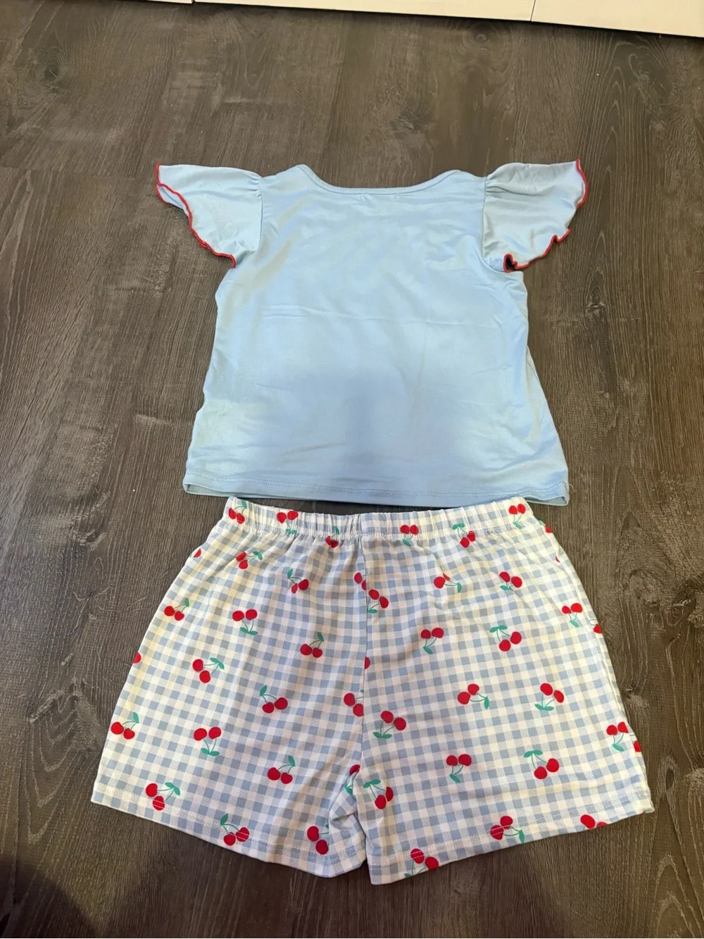 Girls size medium set- Light Blue Cherry Print Kids set